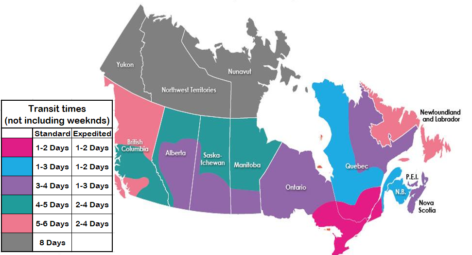 ACR Hooks and Masking Canada Shipping Map